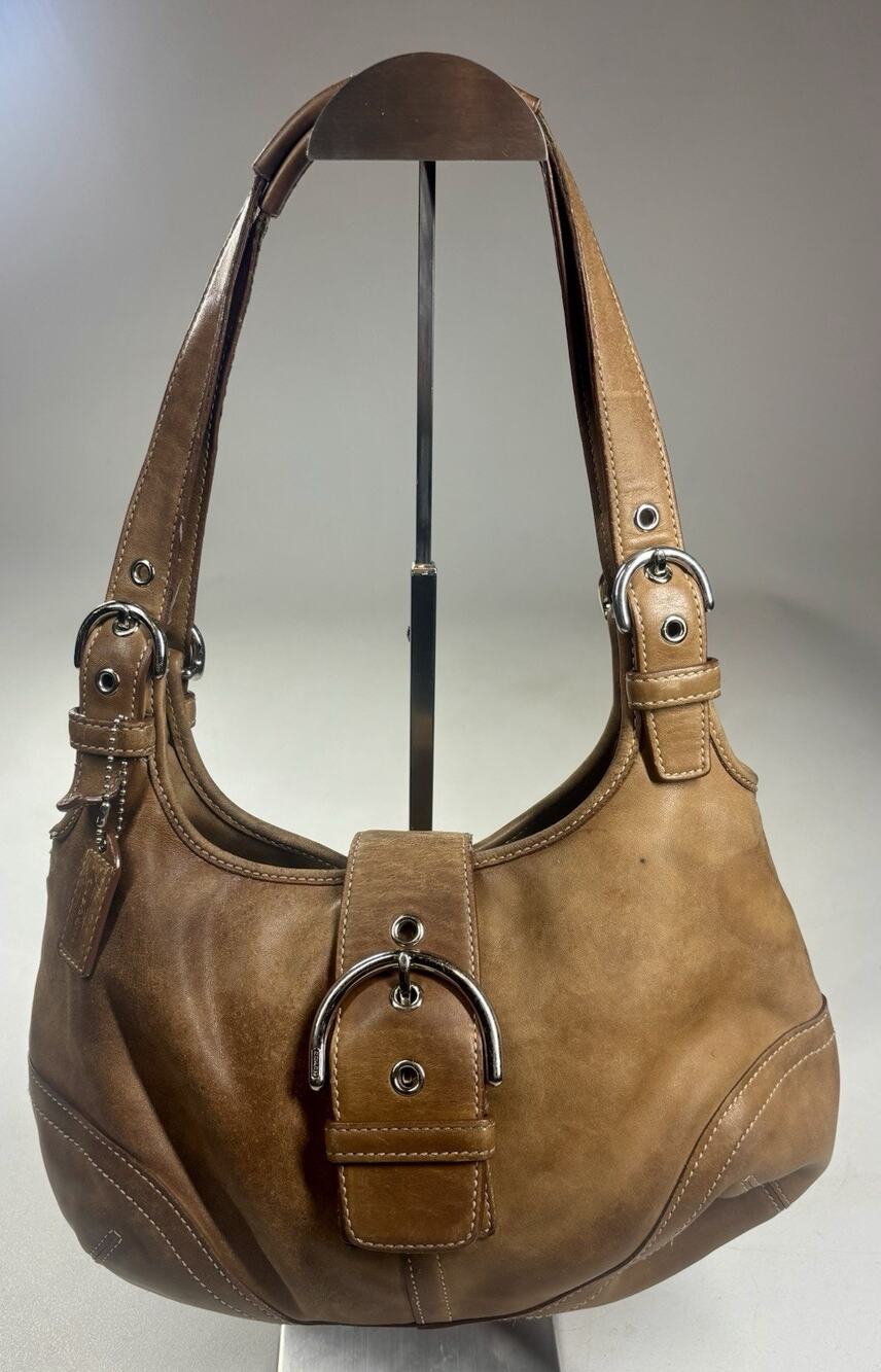 Vintage Coach Soho Buckle Hobo Bag British Tan Leather Shoulder Purse Y2K READ✨